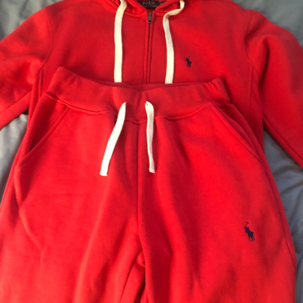 polo ralph lauren track suit all red